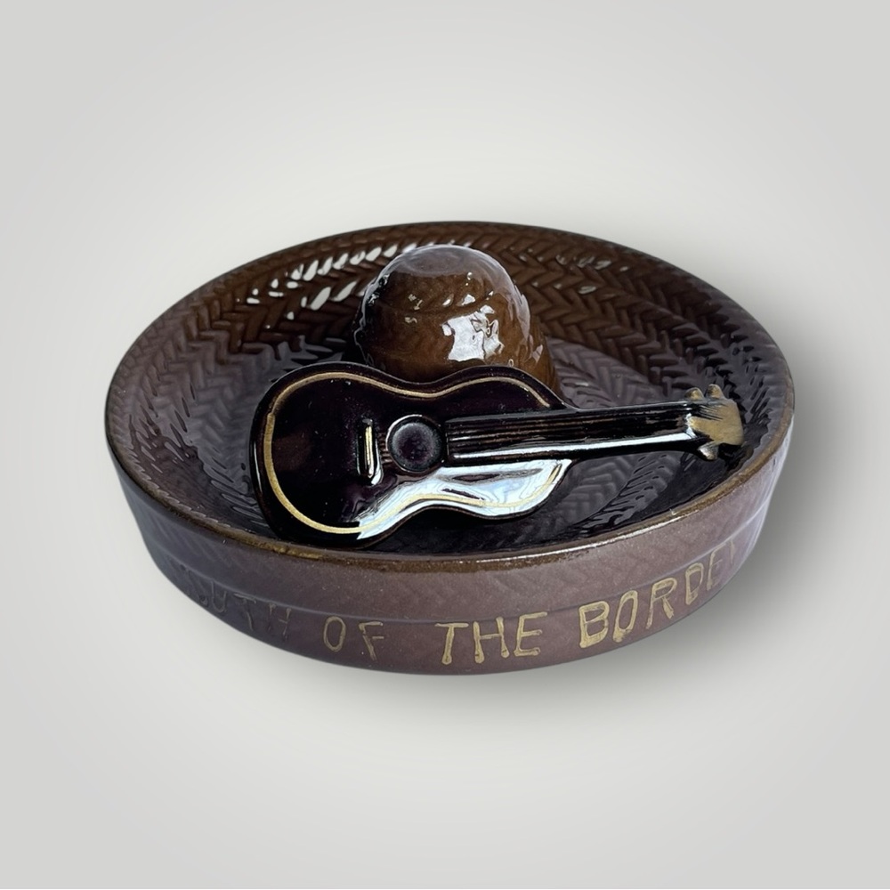 Vintage South of the Border Sombrero and Guitar Dish